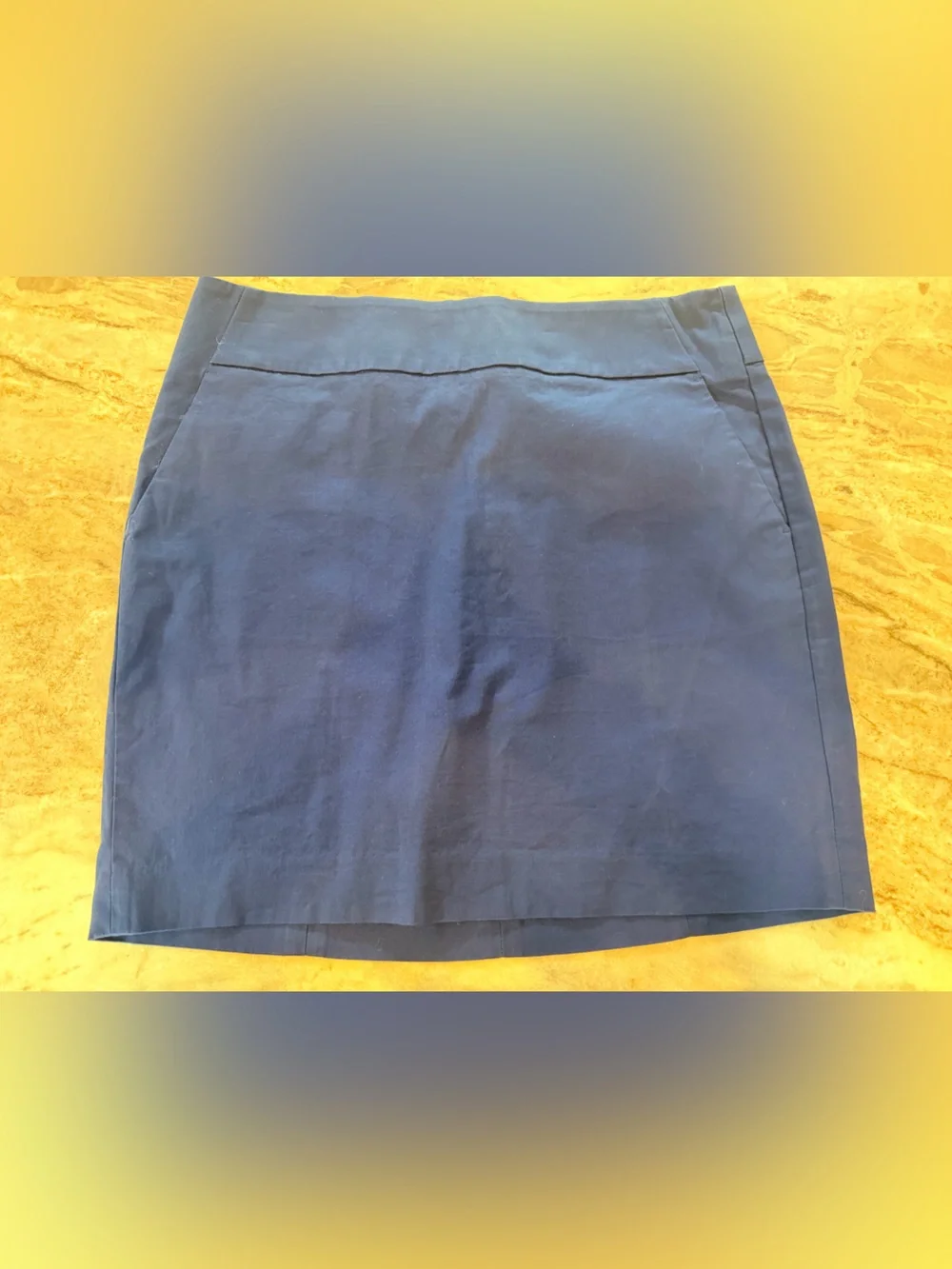 Ann Taylor Size 10 Navy Blue Stretch Cotton Straight Pencil Skirt Career